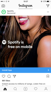 Spotify Sponsored Instagram Advert
