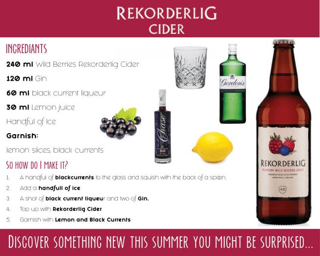 Rekorderlig Discover Something New This Summer POS Recipe Card - Back Ingredient list